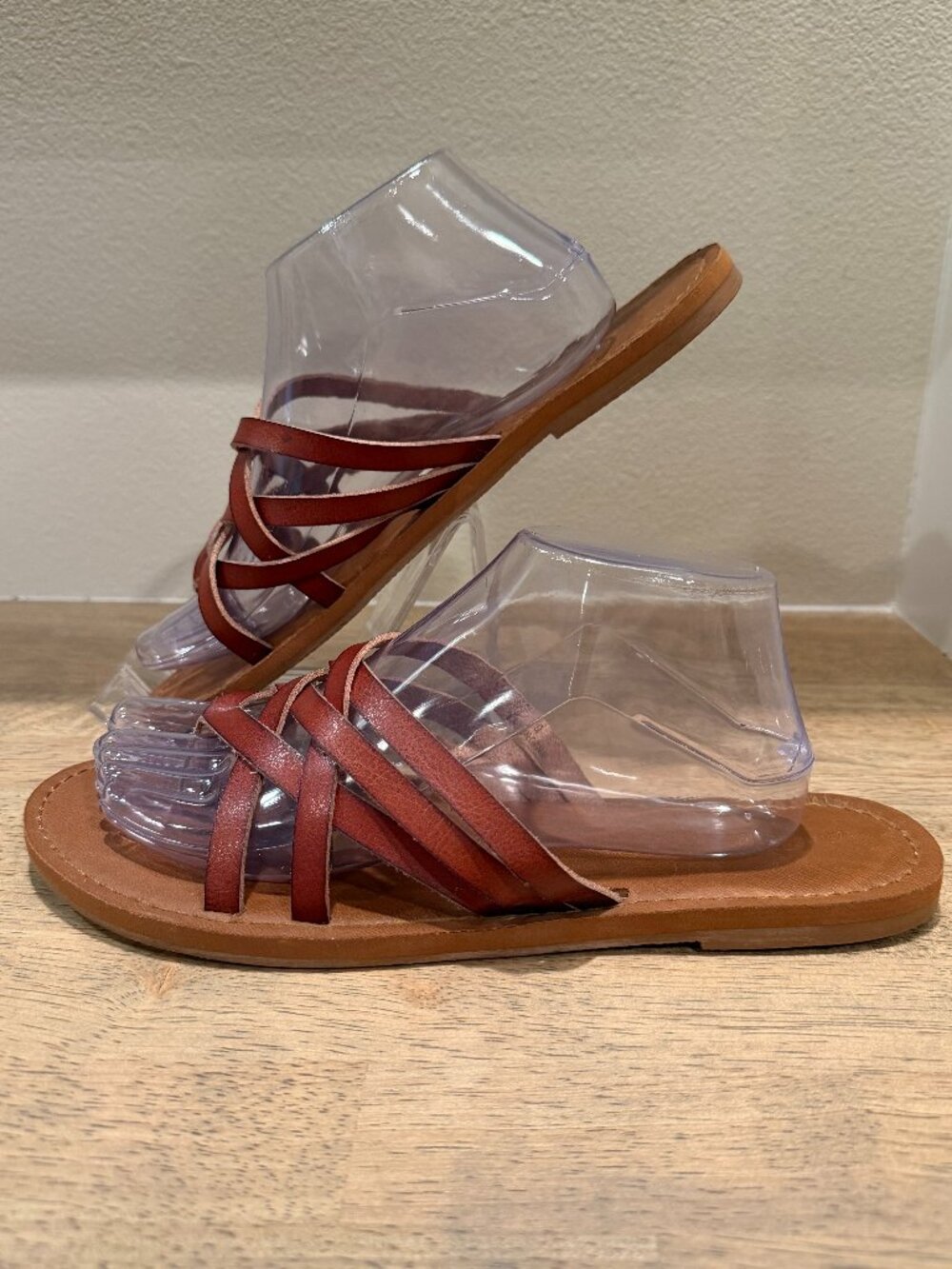 Universal Thread Brown Woven Strappy Flat Sandals Size 10